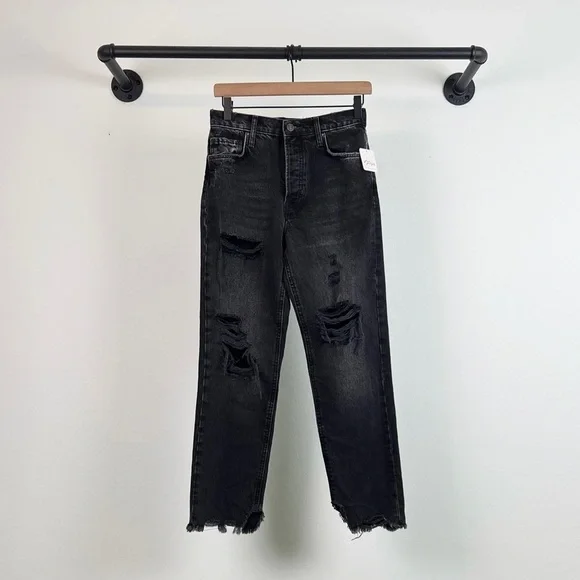 NWT Free People Baggy Tapered Boyfriend Jeans in Obsidian Black - Picture 5 of 9